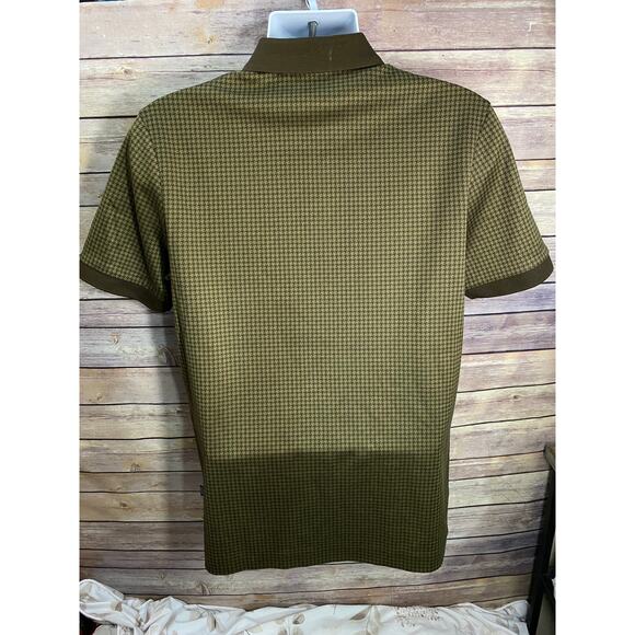 Hugo Boss Men’s Zip-Up Polo Shirt Size Large Brown Houndstooth Print - Picture 2 of 10